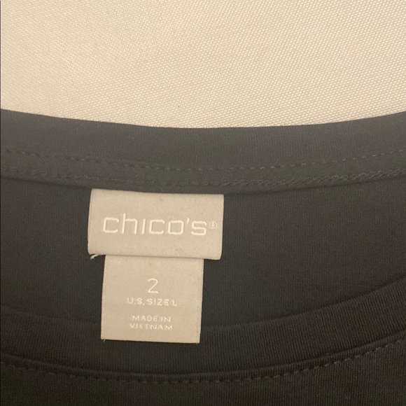 Chico's Embroidery Lace Back Black 
Short Sleeve Top - Size 2 (12) - Picture 6 of 8